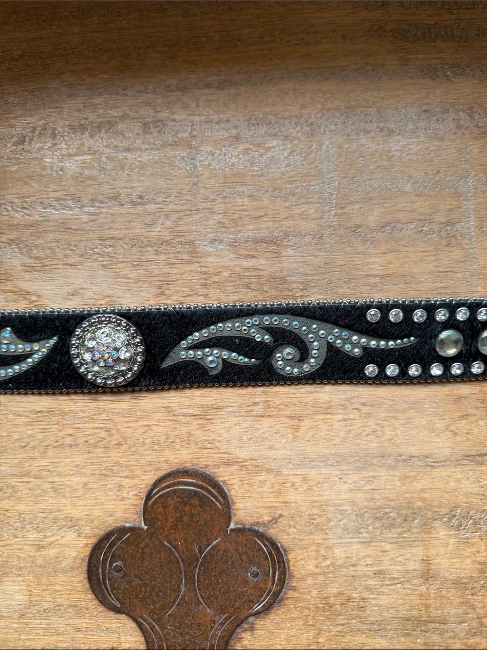 Studded Black Western Belt with Silver Buckle
